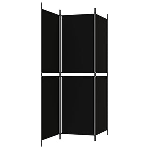 Separè 3 Pannelli Nero 150x180 cm in Tessuto e ferro