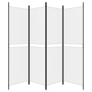 Separè 4 Pannelli Bianco 200x180 cm Tessuto e ferro