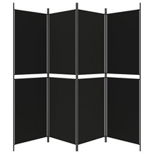 Load image into Gallery viewer, Separè 4 Pannelli Nero 200x180 cm in Tessuto e ferro