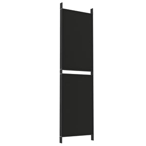 Separè 4 Pannelli Nero 200x180 cm in Tessuto e ferro