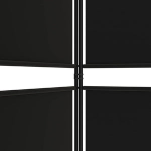 Separè 4 Pannelli Nero 200x180 cm in Tessuto e ferro