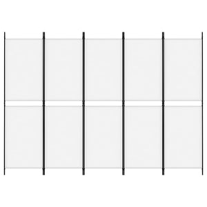Separè 5 Pannelli Bianco 250x180 cm Tessuto e ferro