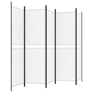 Separè 5 Pannelli Bianco 250x180 cm Tessuto e ferro