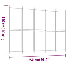Load image into Gallery viewer, Separè 5 Pannelli Bianco 250x180 cm Tessuto e ferro