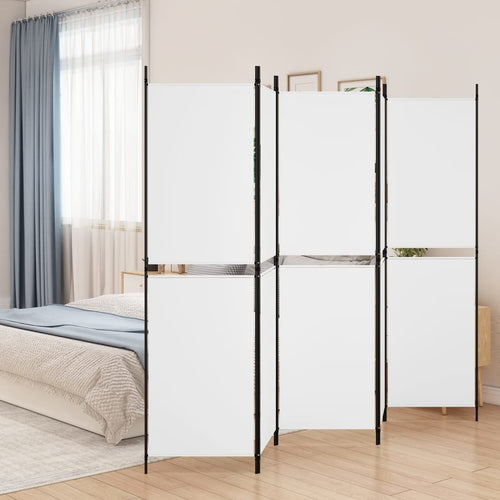 Separè 5 Pannelli Bianco 250x180 cm Tessuto e ferro