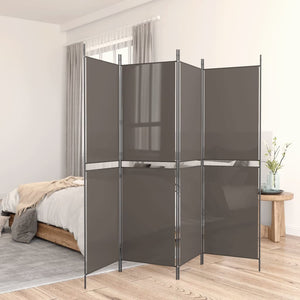 Separè 5 Pannelli Antracite 250x180 cm Tessuto e ferro