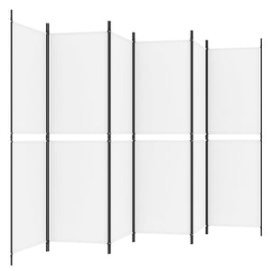 Separè 6 Pannelli Bianco 300 x 180 cm Tessuto e ferro