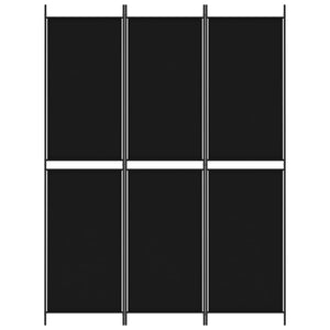 Separè 3 Pannelli Nero 150x200 cm in Tessuto e ferro