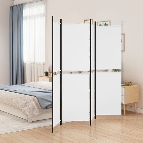 Separè 4 Pannelli Bianco 200x200 cm Tessuto e ferro