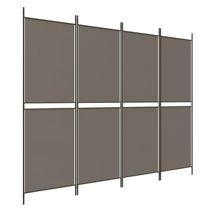 Separè 4 Pannelli Antracite 200x200 cm Tessuto e ferro