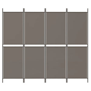 Separè 4 Pannelli Antracite 200x200 cm Tessuto e ferro