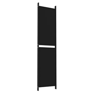 Separè 4 Pannelli Nero 200x200 cm in Tessuto e ferro