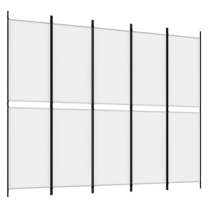 Separè 5 Pannelli Bianco 250x200 cm Tessuto e ferro