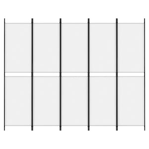 Separè 5 Pannelli Bianco 250x200 cm Tessuto e ferro