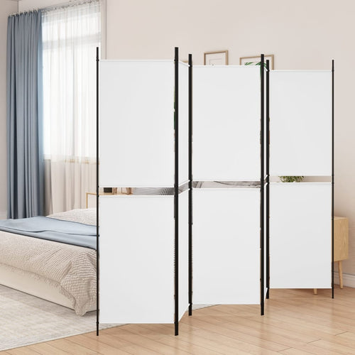 Separè 5 Pannelli Bianco 250x200 cm Tessuto e ferro