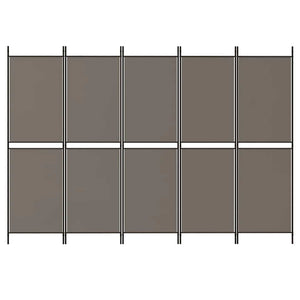 Separè 5 Pannelli Antracite 250x200 cm Tessuto e ferro