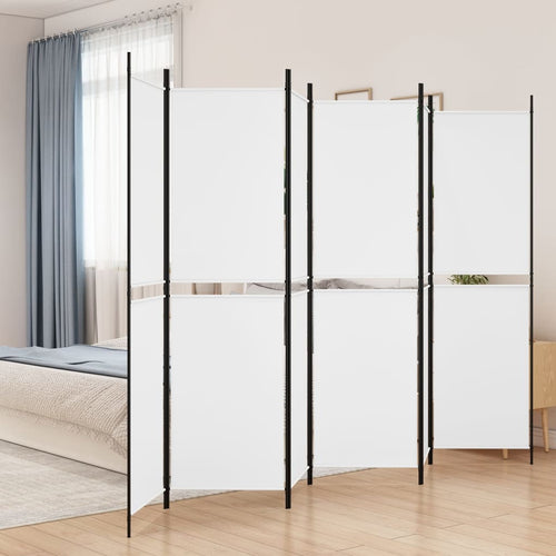 Separè 4 Pannelli Bianco 300x200 cm Tessuto e ferro
