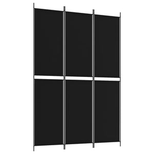 Separè 3 Pannelli Nero 150x220 cm in Tessuto e ferro