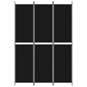 Separè 3 Pannelli Nero 150x220 cm in Tessuto e ferro