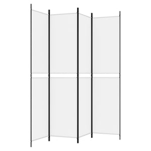Separè 4 Pannelli Bianco 200x220 cm Tessuto e ferro