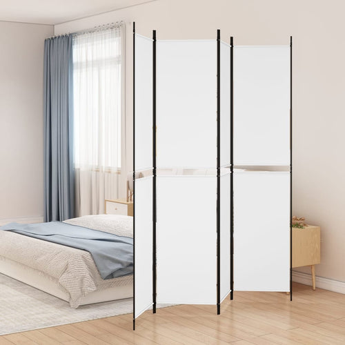 Separè 4 Pannelli Bianco 200x220 cm Tessuto e ferro