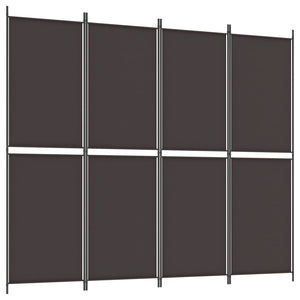 Separè 4 Pannelli Marrone 200x220 cm in Tessuto e ferro