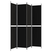 Load image into Gallery viewer, Separè 4 Pannelli Nero 200x220 cm in Tessuto e ferro