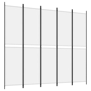 Separè 5 Pannelli Bianco 250x220 cm Tessuto e ferro
