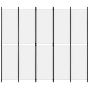 Separè 5 Pannelli Bianco 250x220 cm Tessuto e ferro