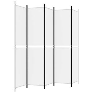 Separè 5 Pannelli Bianco 250x220 cm Tessuto e ferro