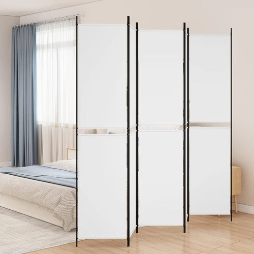 Separè 5 Pannelli Bianco 250x220 cm Tessuto e ferro
