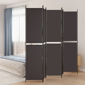 Separè 5 Pannelli Marrone 250x220 cm in Tessuto e ferro
