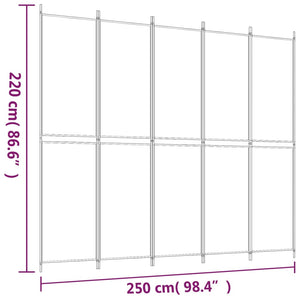 Separè 5 Pannelli Antracite 250x220 cm Tessuto e ferro