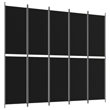 Load image into Gallery viewer, Separè 5 Pannelli Nero 250x220 cm in Tessuto e ferro