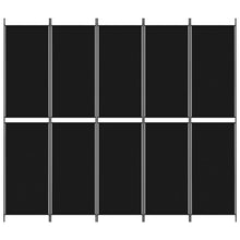 Load image into Gallery viewer, Separè 5 Pannelli Nero 250x220 cm in Tessuto e ferro