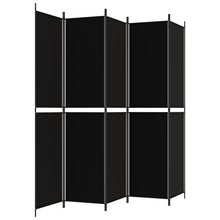 Load image into Gallery viewer, Separè 5 Pannelli Nero 250x220 cm in Tessuto e ferro