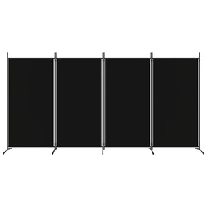 Divisorio a 4 Pannelli Nero 346x180 cm in Tessuto e ferro