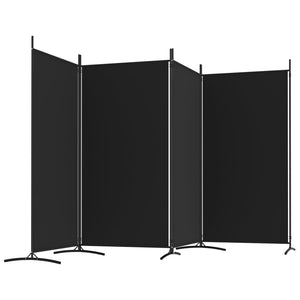 Divisorio a 4 Pannelli Nero 346x180 cm in Tessuto e ferro