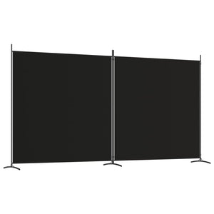Divisorio a 2 Pannelli Nero 348x180 cm in Tessuto e ferro