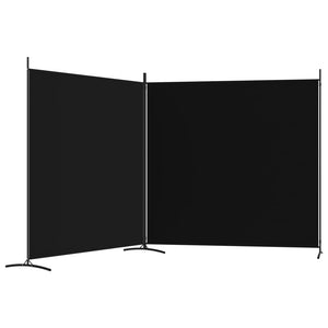 Divisorio a 2 Pannelli Nero 348x180 cm in Tessuto e ferro