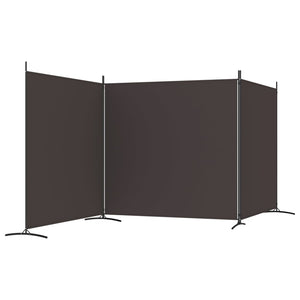 Divisorio a 3 Pannelli Marrone 525x180 cm in Tessuto e ferro