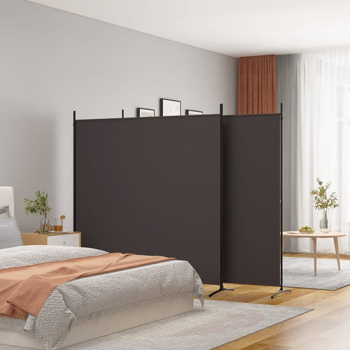 Divisorio a 3 Pannelli Marrone 525x180 cm in Tessuto e ferro