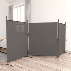 Divisorio a 3 Pannelli Antracite 525x180 cm in Tessuto e ferro