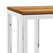 Laden Sie das Bild in den Galerie-Viewer, Mobiletto Consolle Argento in Acciaio Inox e Massello d&#39;Acacia 70x30x70 cm