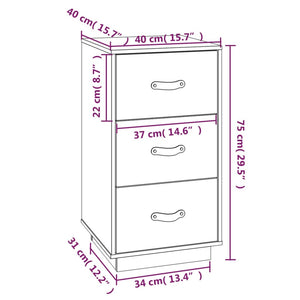 Comodini 2 pz Ambra 40x40x75 cm in Legno Massello di Pino