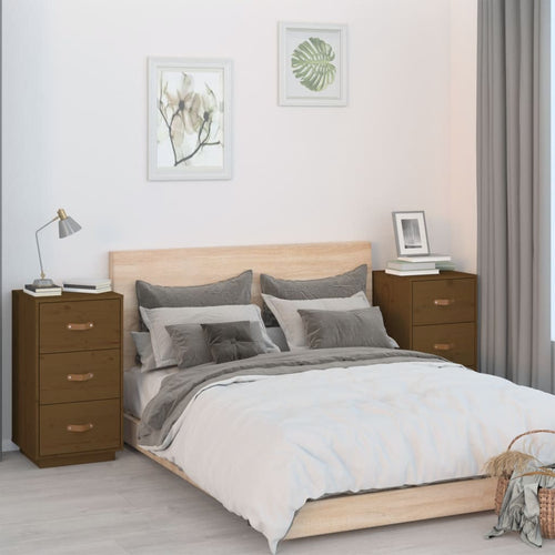 Comodini 2 pz Ambra 40x40x75 cm in Legno Massello di Pino