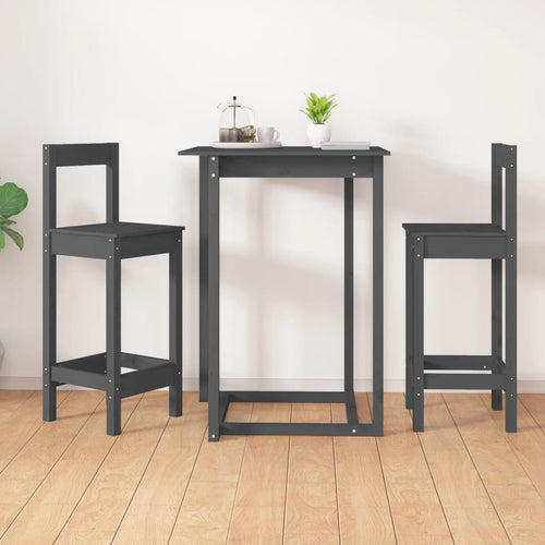 Sedie da Bar 2 pz Grigie 40x41,5x112 cm Legno Massello di Pino