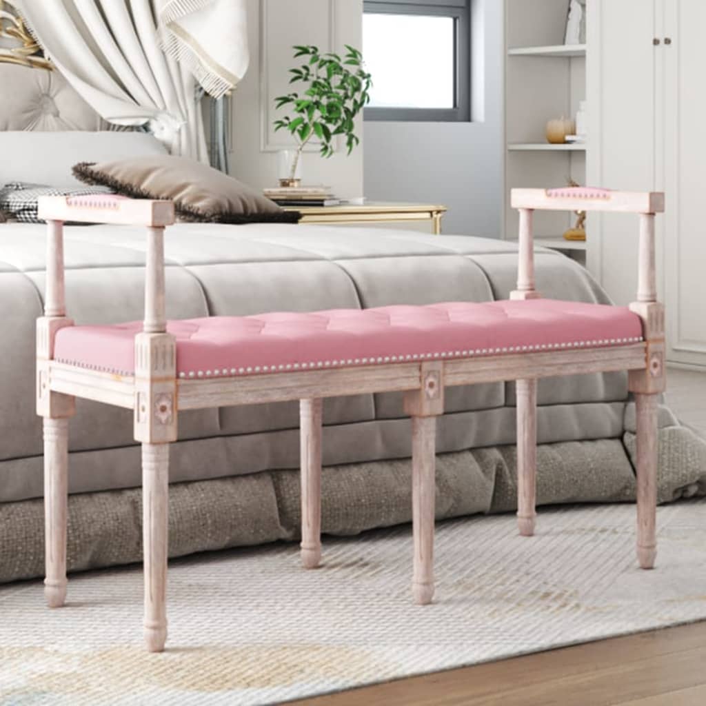 Panca Ottomana Rosa 110x40x70 cm in Velluto
