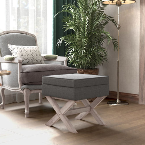 Pouf con Vano Contenitore Grigio Scuro 45x45x49 cm in Tessuto