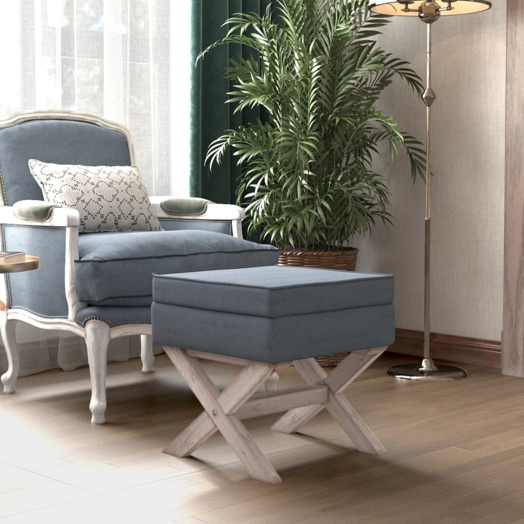 Pouf con Vano Contenitore Grigio Scuro 45x45x49 cm in Velluto
